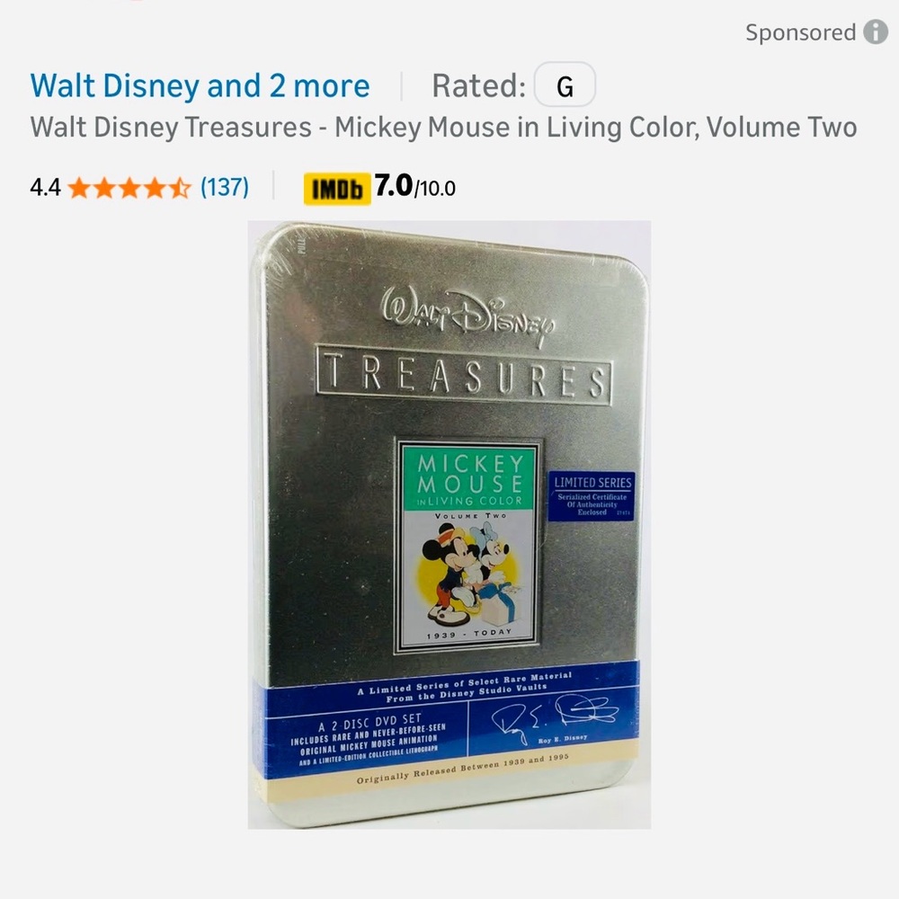#1504**Walt Disney Treasures DVD Set Collection - Picture 5 of 13